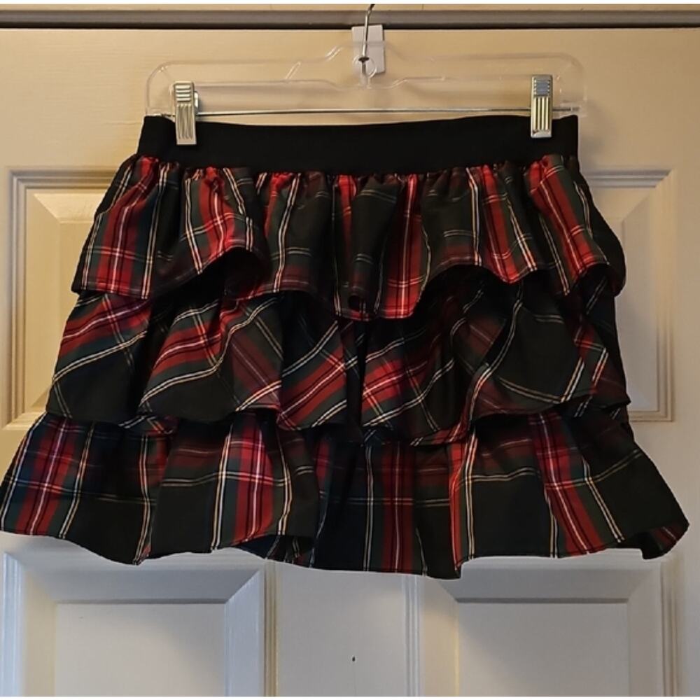 Ralph Lauren Girls Tartan Plaid Tiered Ruffle Holiday Skirt Sz 16 Old Money NWT